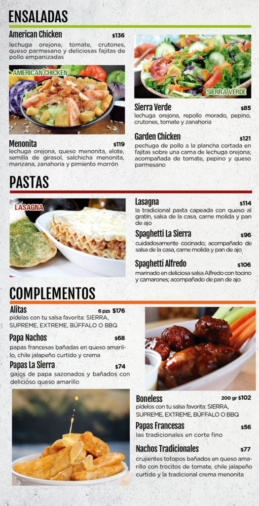 LAS TORRES – Menu de Pizzeria la sierra