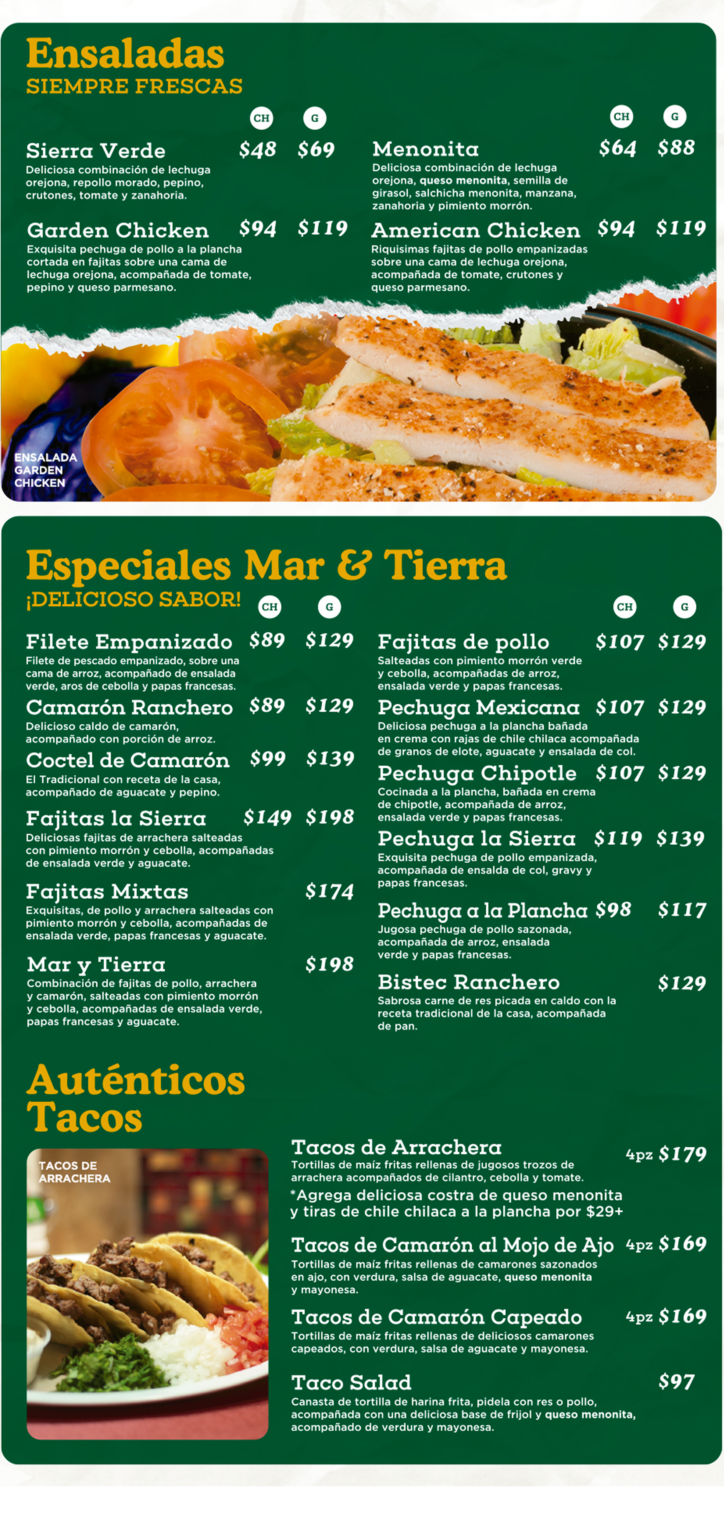 MENU KM6 – Pizzeria La Sierra