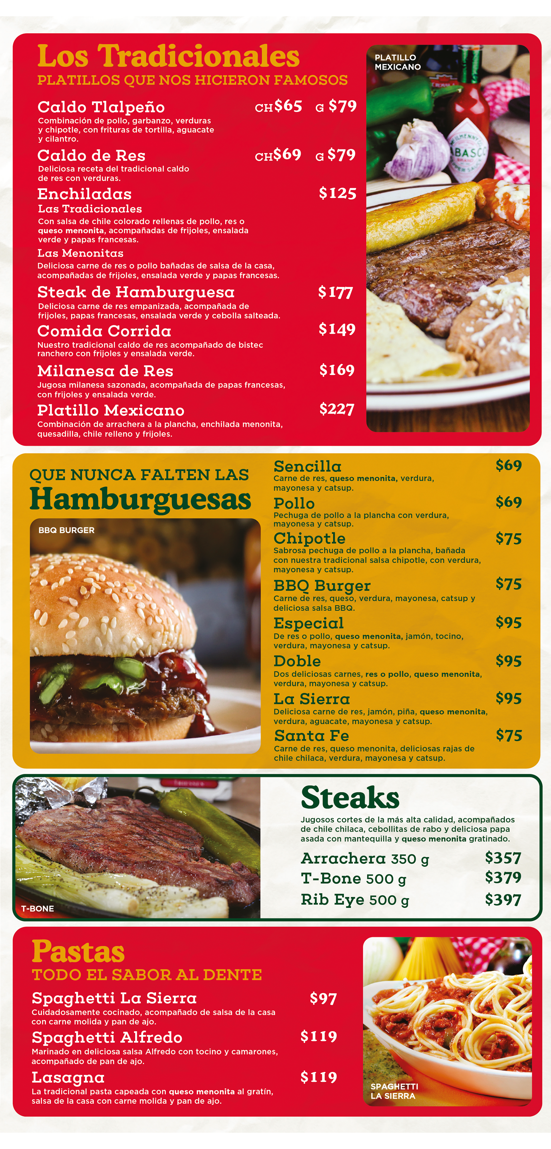 CASAS GRANDES – Menu de Pizzeria la sierra